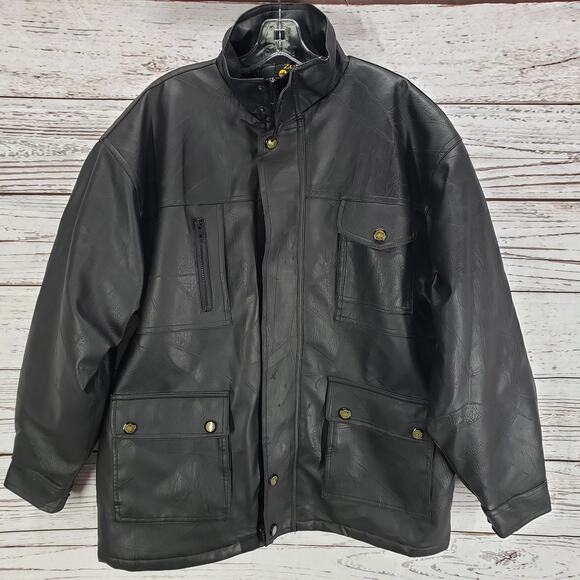Zorro Men's Black Faux Leather Full Zip Quilted Lined Jacket Size XL - Picture 1 of 16